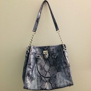 Michael Kors Blue Python Hamilton Purse